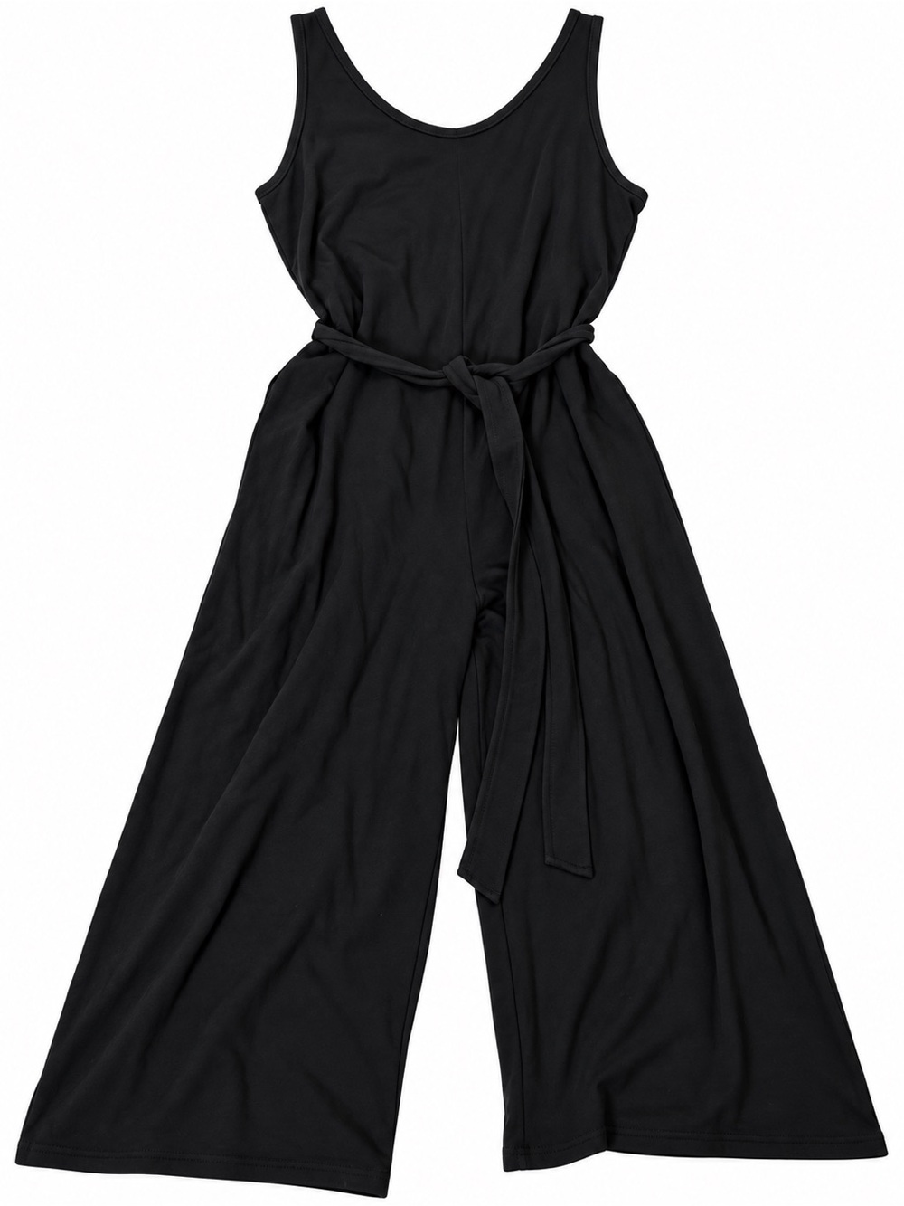Smash + Tess Black Sleeveless Wide-Leg Tie-Waist Jumpsuit